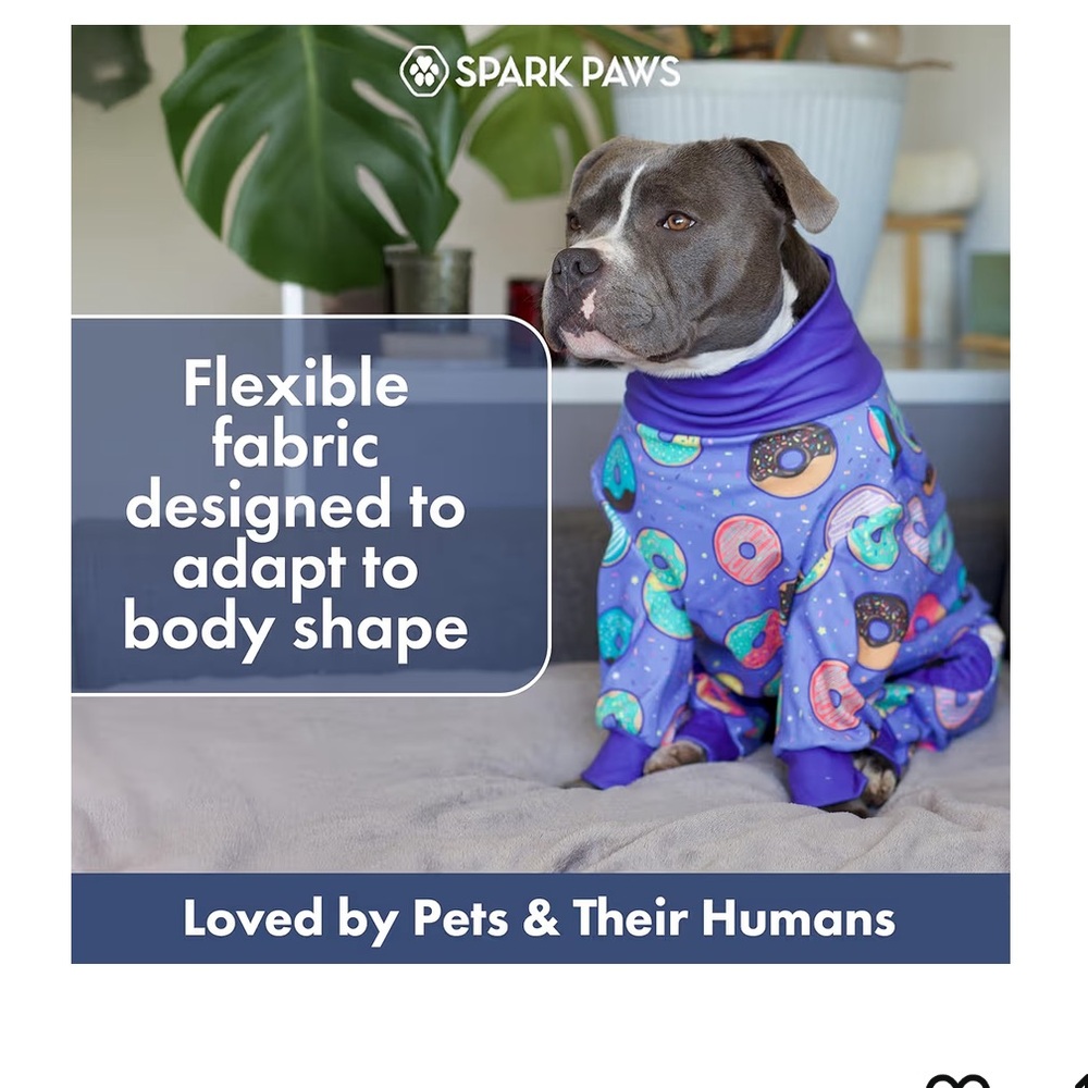 Purple Donut Print Dog Pajama - Cozy Recovery Onesie C299